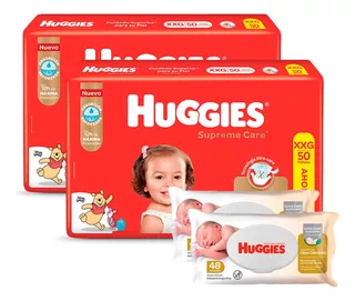 Huggies Supreme Care Xxg X 2 + Toallas Oleo Calcareo 80 X 2