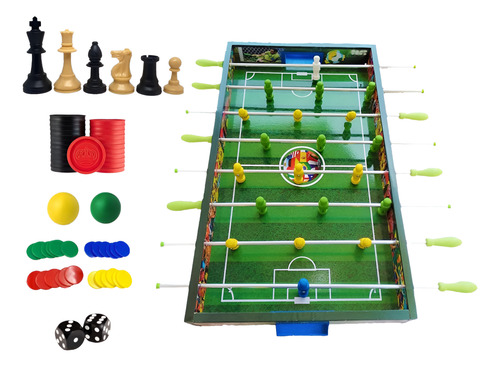 Fulbito De Mesa Mano Reversible Madera - 5 Juegos En 1