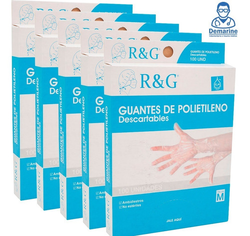 Guantes De Polietileno Desechables R&g  X500 Unidades