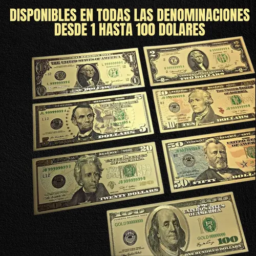 Billetes Dolares Realista Tipo Dorado Set 7 Uni Utileria
