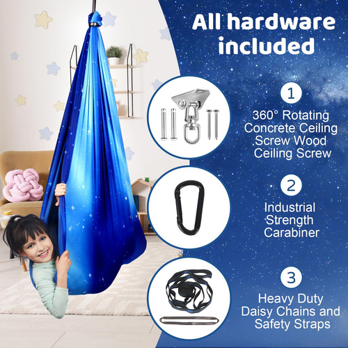 Columpio Sensorial Doble Capa Para Niños Y Adultos 300 Lbs Azul (star Blue)