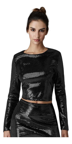 Blusa Negro De Vestir Estampada Holly Land Fo13 Mujer