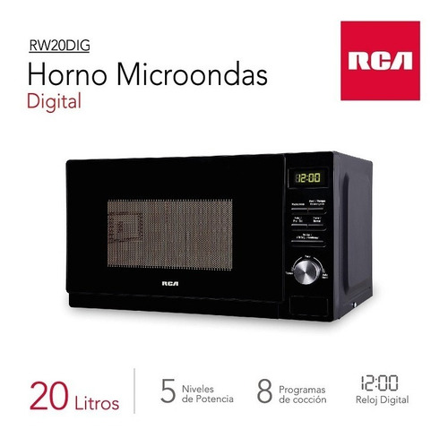 Microondas RCA RW20DIG - Negro - 220V 20L