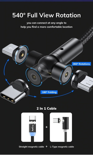Cable Cargador Micro Usb Magnético/rotable 1m