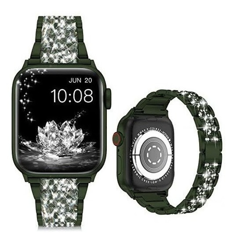 Malla Para Apple Watch Series1-7 Brillos Verde 38/40/41mm