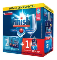 Comprar Kit Finish 2 Detergentes Tablete All In 1 Max 235,3g Cada mais Secante Abrilhantador para Máquina de Lavar Louças 250ml Finish Powerball