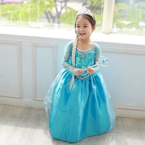 Vestido Longo Brandili Frozen Elsa Infantil Azul-Marinho - Compre Agora