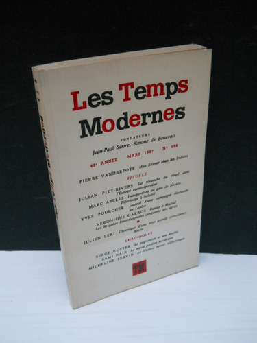 Temps Modernes 488 Año 1987 Pitt-rivers Y Otros En Francés 