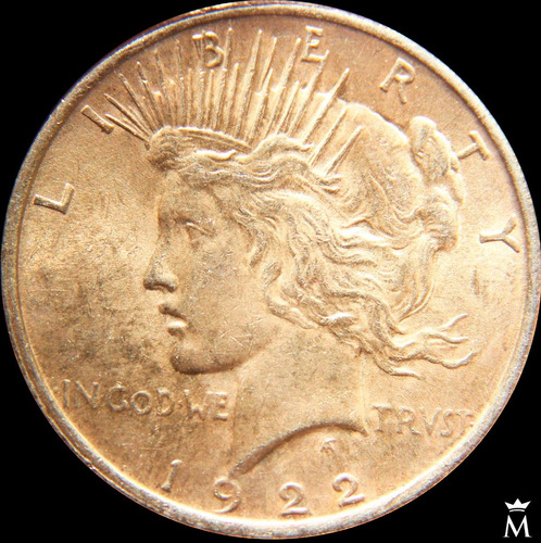Mg* Estados Unidos 1923 1 Dólar Plata 26,7 Gr Bañado En Oro