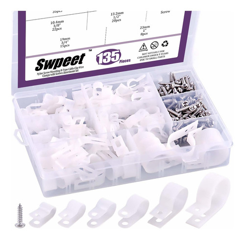 Swpeet Pinza Cable Plastico Nailon Blanco Nylon Tornillo