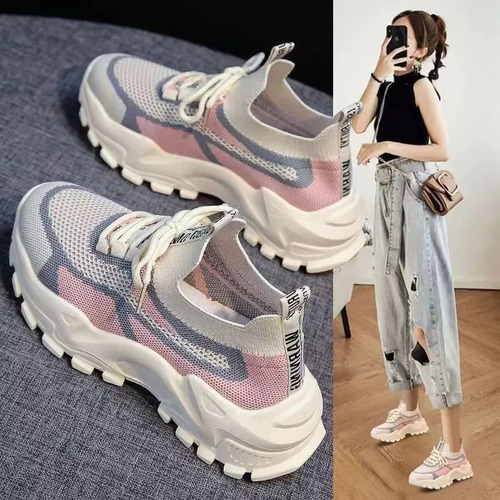 Zapatillas De Tenis Transpirables Color Block Para Mujer