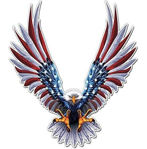 Calcomania De Bandera Estadounidense Con Aguila Calva / Auto
