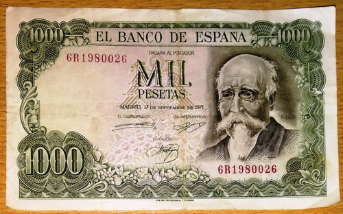 Billete De España 1000 Pesetas - Año 1971