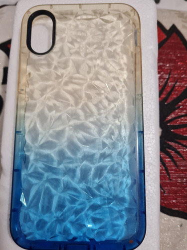 Carcasa De Silicona Para iPhone XS. Diseño Desgaste Azul.