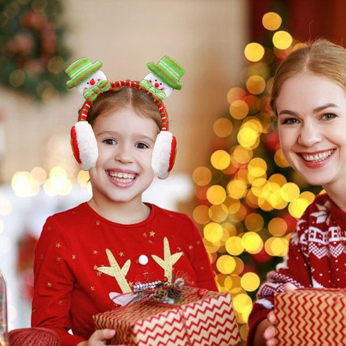 Orejeras De Felpa Navideñas, Vestido Navideño, Diadema, Rojo