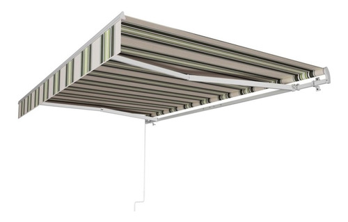 Toldo Retráctil 3.9 X 2.5 Mtrs Rayas Verde Y Marrón