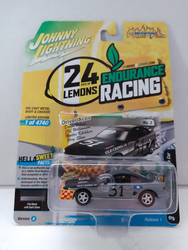 Gris 1990s Ford Mustang Race Car Escala 1 64 Johnny Lightnin