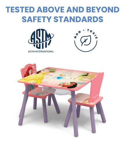 Set De Mesa Y Sillas Para Niños Pequeños Disney Princesas Dc Rosa