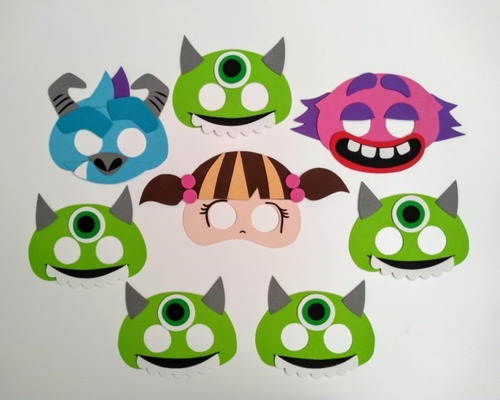 X10 Antifaces De Goma Eva Sorpresitas Monster Inc