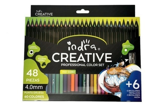 Professional Color Set Creative Indra 48+6 Pzas + Sacapuntas