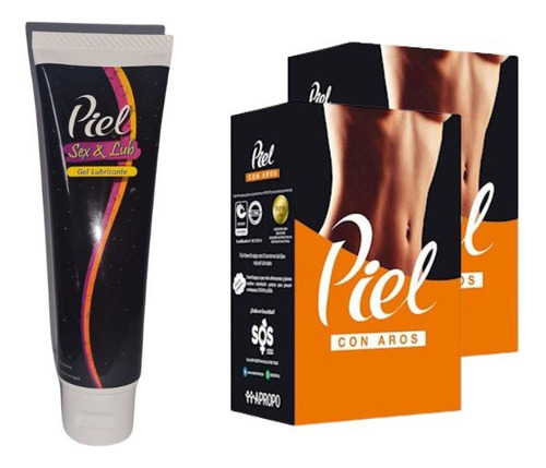Pack X2 Piel Condon Con Aros+gel Lubricante Psex&lub