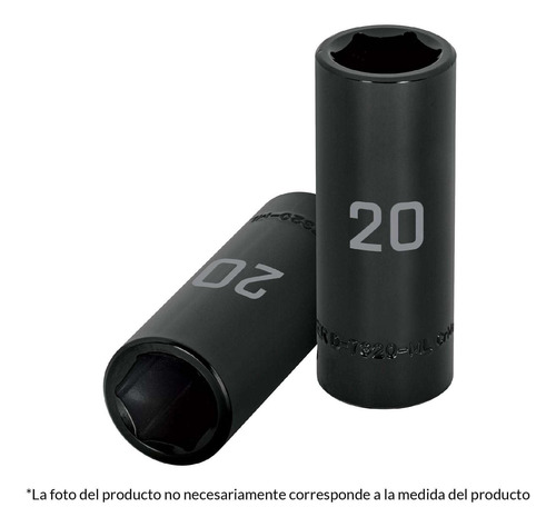 Dado Largo De Impacto 6 Puntas 12mm Cuadro 1/2´ Acero 12424
