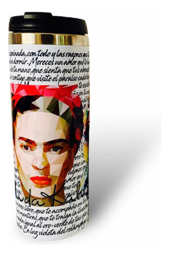 Vaso Termo Frida Kahlo Color Blanco Liso