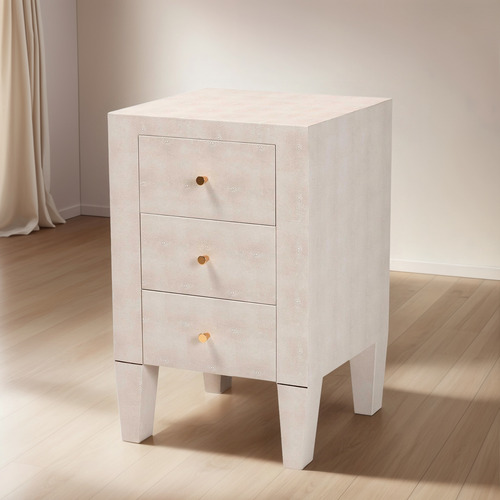 Mesa Auxiliar Moderna Beige Con 3 Cajones