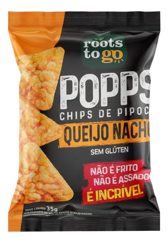 Chips de Pipoca Roots To Go queijo nacho sem glúten 35 g