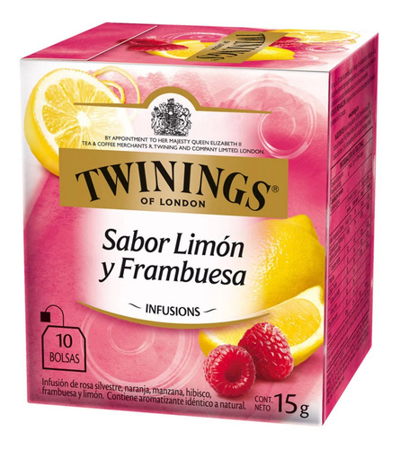 Imagen 1 de 5 de Te Twinings Limon Y Frambuesa Infusion - Caja X10 Sobres