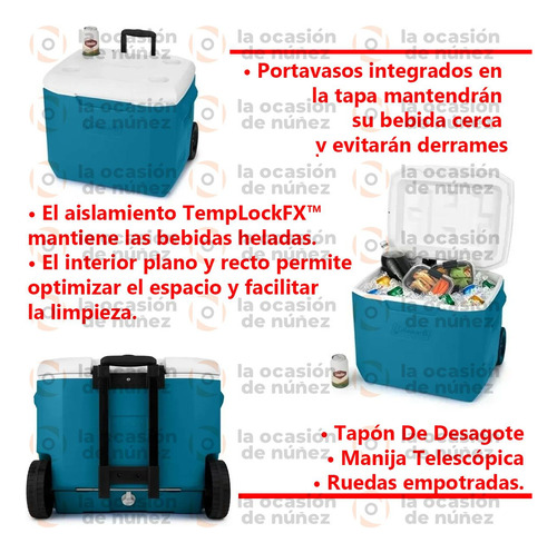 Imagen 3 de 7 de Conservadora Coleman 60qt Con Ruedas Performance Seafoam