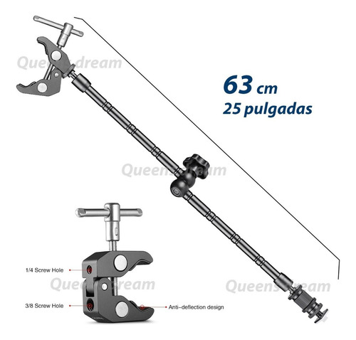 1 Brazo Articulado De 63 Cm / 25 Pulgadas + Pinza Premium