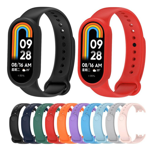 Pulseira De Silicone Conforto Para Xiaomi Mi Band 8 Cor Preto