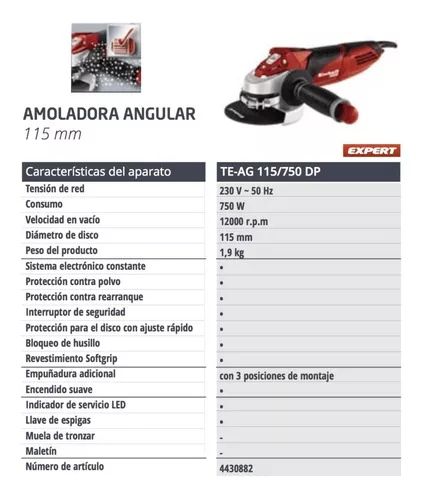 Amoladora Angular Einhell 4.1/2'' Te-ag 115 Blindada P Polvo