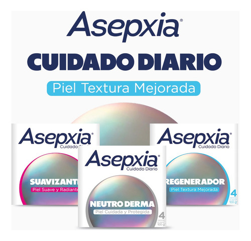 Asepxia 4 Pack Jabón En Barra Neutroderma Cara Y Cuerpo 100g