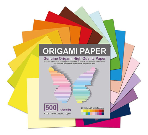 Papel De Origami, 500 Hojas, 20 Colores Vivos, Colores De Do