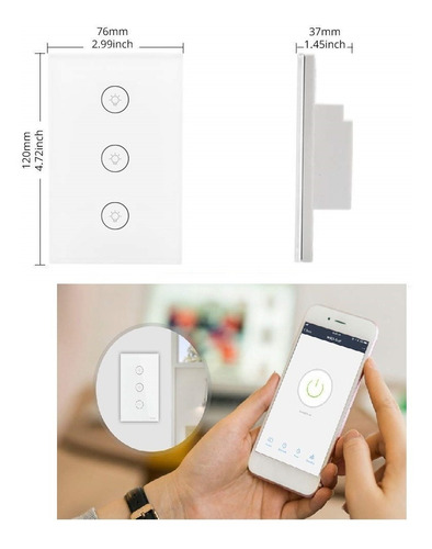 Interruptor Wifi, Plaqueta Tactil 3 Botones