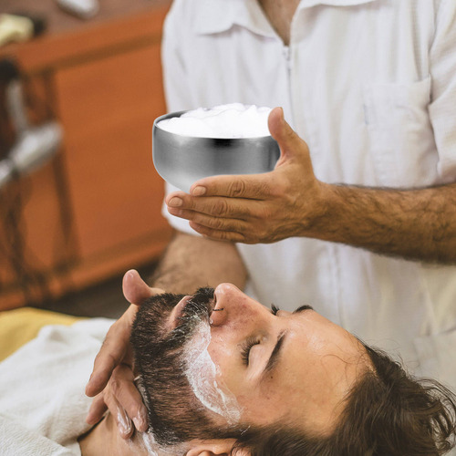 Cuenco De Afeitar Para Hombre De Acero Inoxidable Con Tapa,