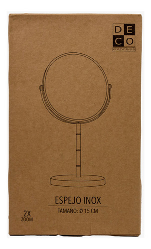 Espejo Pedestal Inox 15 Cm Marco Acero