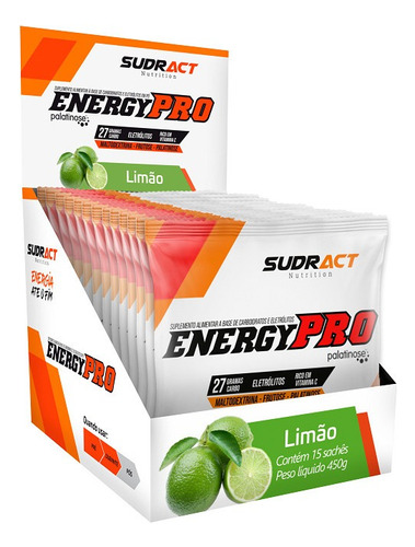 Energy Pro Pré Intra Treino Alta Energia 15 X30g Sudract Sabor Limão