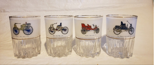 Vasos Vidrio Colección Autos Antiguos (pack X 4 Unidades)