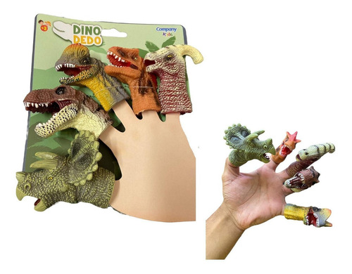 Brinquedo Fantoche De Dedos Dinossauros Infantil 5 Unidades