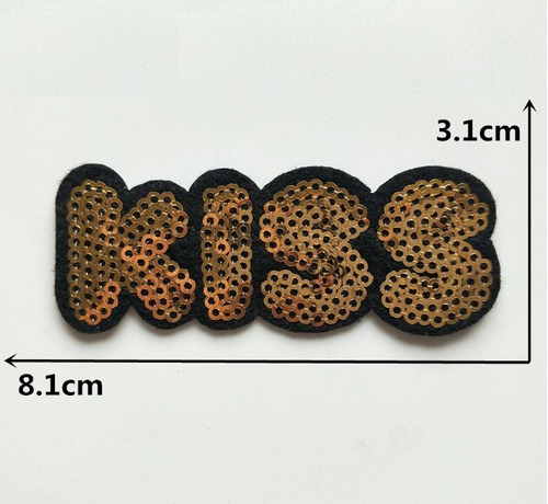 Kiss Beso Parche Para Ropa Diy Plancha Lentejuela Dorada 