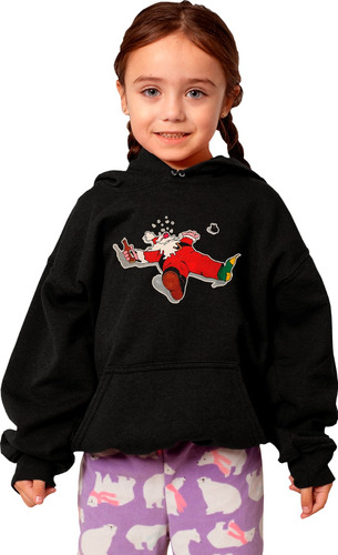 Sudadera Infantil Negra Navideña De Santa Borracho  Ho Ho Ho