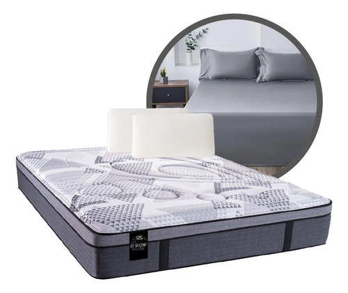 Colchón King Koil Luxury Pocket 140x190 Sabanas Almohadas Color Blanco/gris/negro