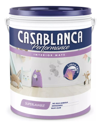 Pintura Latex Interior Super Lavable Casablanca Blanco 20lts