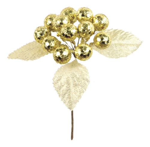 Pick De Cerezas Diamantado X12 11cm Dorado Mylin