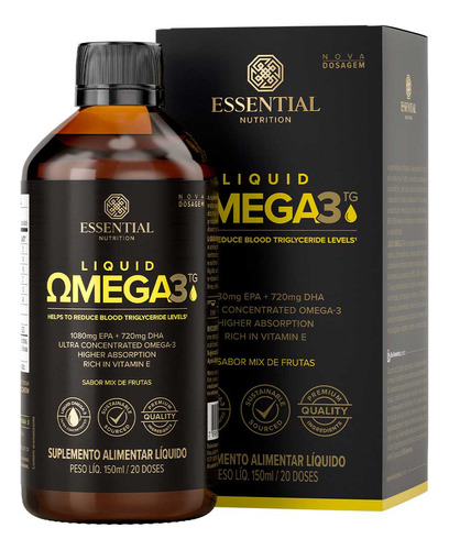 Super Omega 3 Tg Liquido 150 Ml Essential Nutrition Sabor Mix De Frutas