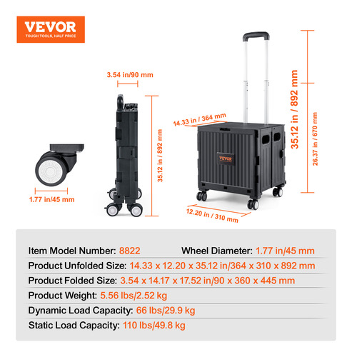 Vevor Carro De Compras Tipo Caja 4 Ruedas Con Universal