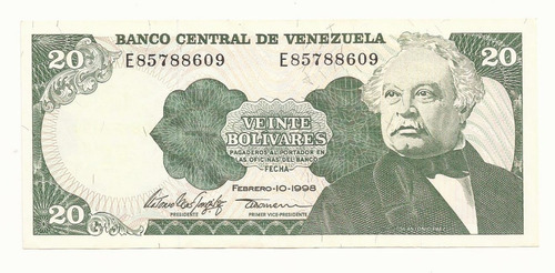  Billete  20 Bolívares Febrero -10-1998